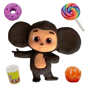 Фигурка Чебурашка, черничный пончик, 5 аксессуаров, Funky Toys, (4х16х22), (CHE2405-1) 3083510