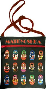 Сувенир, Сумка текстильная для документов Много матрешек, цв.черный 109-2-BL-04-05-rus