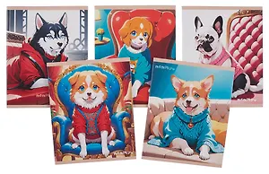 Тетрадь 40л лин. "Уютные собачки" мел.картон, поля, ассорти