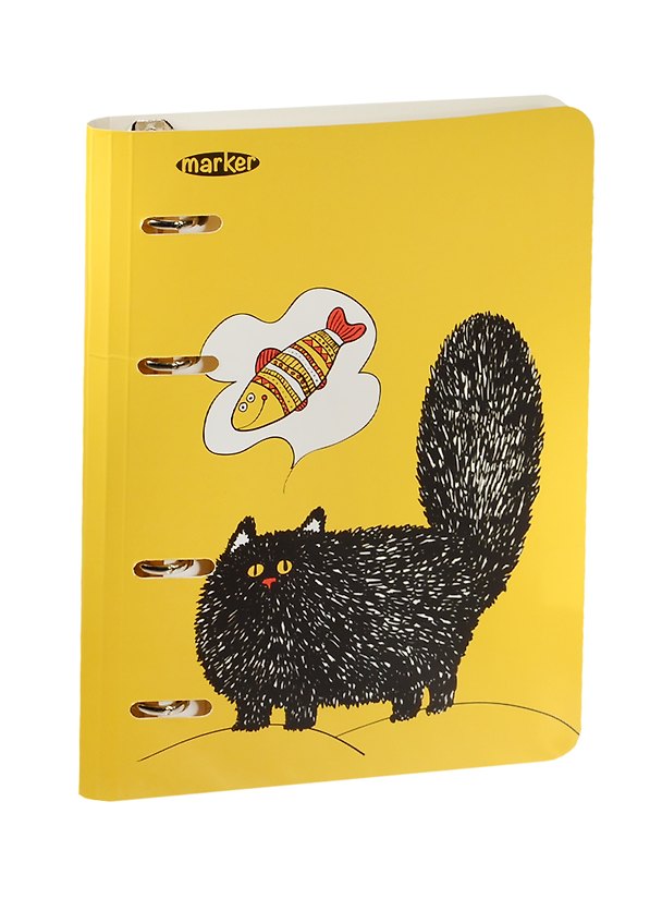 Тетрадь на кольцах «Котики&Ко» 100 листов в клетку, А5, сменный блок - MARKER ARTE 240781 — 1