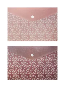 Папка-конверт А5 на кнопке "Листья", пластик, Феникс