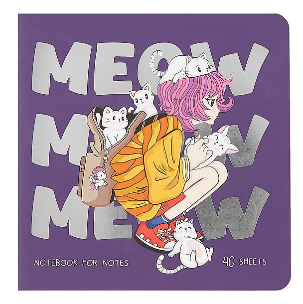 Записная книжка «Meow» 170х170 мм, 40 листов, скрепка, MESHU 2993611 — 1