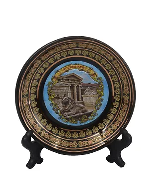 Магнит-тарелка D7 Ессентуки Коллаж со львом (фарфор) (черный) (026-7BL-157K2) 3106651