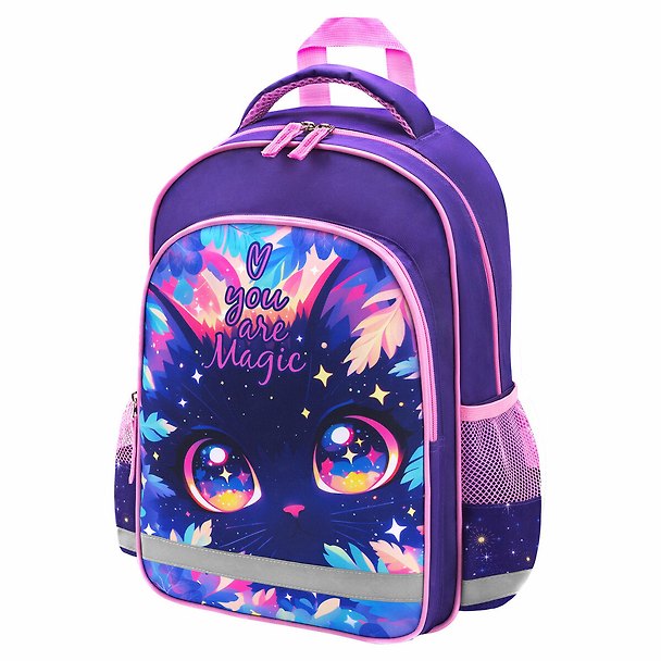 Рюкзак школьный «Magic kitty» для девочки, 1–4 класс, 1 отделение, 3 кармана, 38 см, полиэстер, Пифагор 3105930 — 1