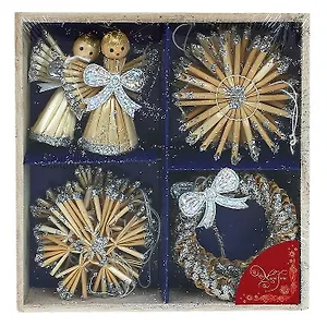 Новогоднее подвесное украшение из соломки (Набор из 12 шт) 30817 (13*13*2.5 см) (Феникс-Презент)