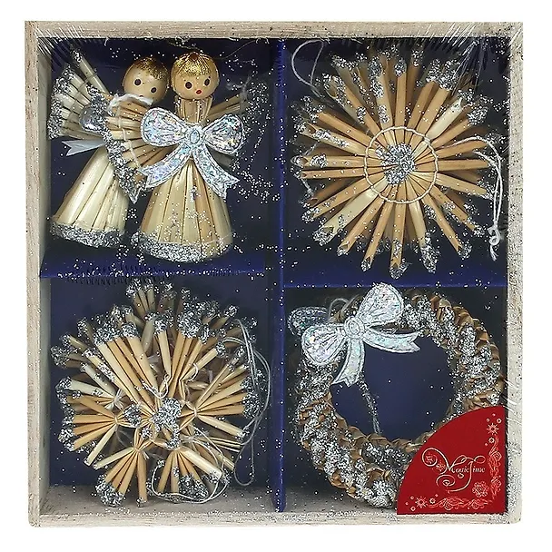 Новогоднее подвесное украшение из соломки (Набор из 12 шт) 30817 (13*13*2.5 см) (Феникс-Презент) 2380677 — 1