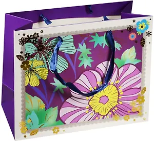 Пакет подарочный бумажный "Ночные цветы", А5