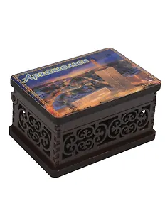 Шкатулка Архангельск малая резная  с заливкой смола Достопримечательности города вид 5 (9,5 x 6,5 x 5,5 см) (хдф)