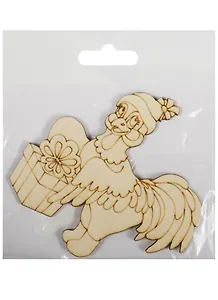 Фигурка для декупажа Фигурка с магнитом Петушок-9 с рисунком (103х100х3) (162668-X) (игрушка из дерева) (Полноцвет)