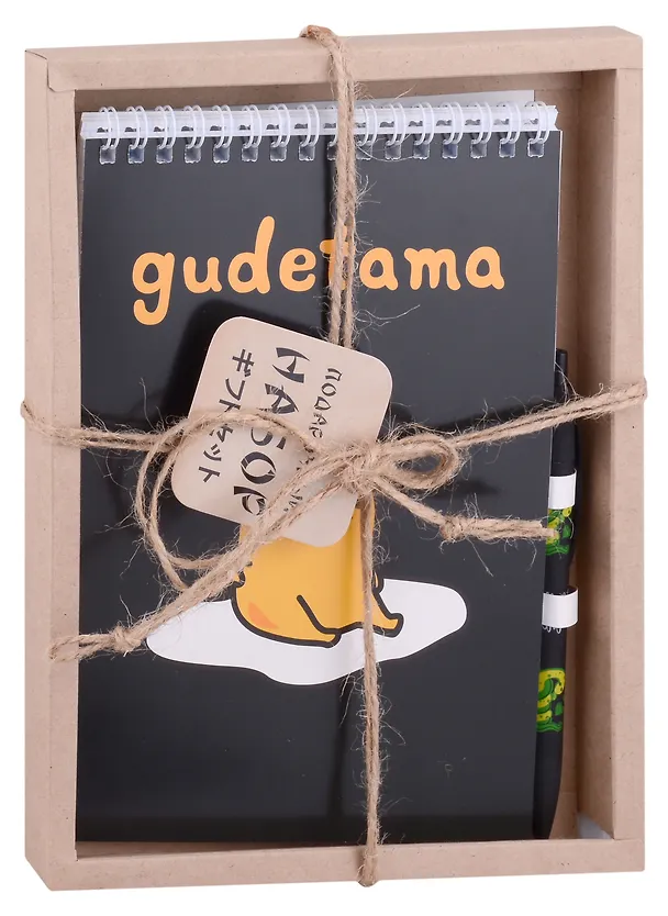 Блокнот А5 60л "Gudetama. Черный" +ручка шариковая автоматическая, подар. уп. 2984004 — 1