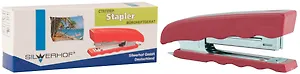 Степлер №10 16л "Elegance" пластиковый, красный, мет.антистеплер, к/к, Silwerhof