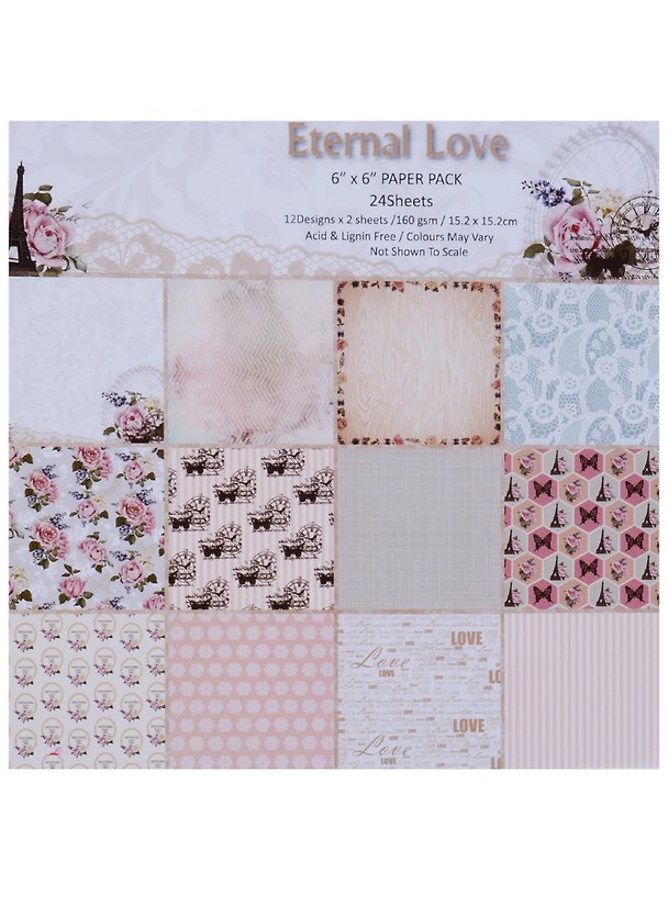 Набор бумаги для скрапбукинга, 15*15см, 24 листа, 12 дизайнов Eteral love (11-5) (11-22345-11-5) 2618054 — 1