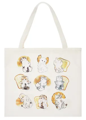 Сумка-шоппер на молнии Kawaii Котики с булочками (текстиль) (45х40) 3045436