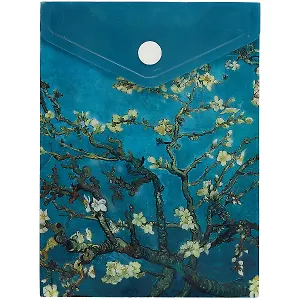 Папка-конверт А6 на кнопке "Ветка миндаля", вертикальная