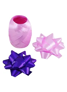 Набор для упаковки "Розовый-фиолетовый" лента, бант 2шт