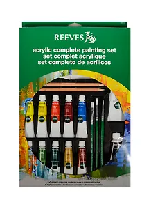 Набор художественный (акрил.краски 10*10мл, 2х22мл, 3 кисти, 2 ч/гр кар-ша., палитра, 3 холста, точилка, мастихин, 2 ластика,) подвес, (р), REEVES