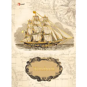 Тетрадь 120л кл. "Старинный корабль" на кольцах, офсет, 7БЦ, смен.блок, тисн.фольгой., инд.уп., Listoff