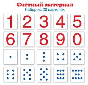 Счетный материал. Набор из 20 карточек. Цифры, числовые кружки (Математические ступеньки, 4-5 лет, 5-6 лет, 6-7 лет)