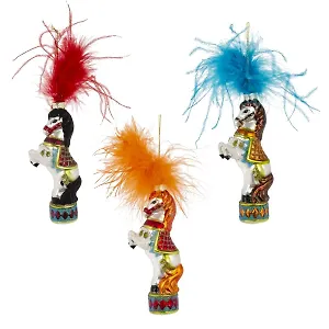 Украшение новогоднее Лошадка, 3 варианта (стекло) (6х3х14) (822466)