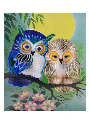 Набор для творчества TUKZAR Алмазная мозаика 25х30см Совы, на подрамнике, частичная выкладка 2792428