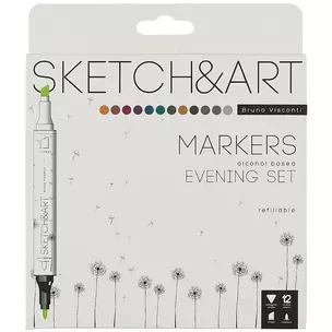 Маркеры для скетчинга 12цв "SKETCH&ART" Вечер, Bruno Visconti — 2884595 — 1