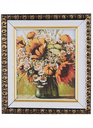 Репродукция в раме на магните "Натюрморт, цветы, щенки, кролики" в асс. 311733