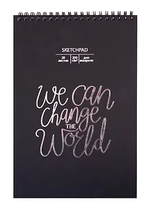 Скетчбук 250*170 20л "We can change" акварельн., с перф., 200г/м2, обл картон, тисн. фольг., широкая евроспираль