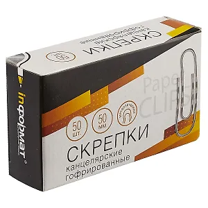 Цветные канцелярские скрепки «Inформат», 50 мм, 50 штук