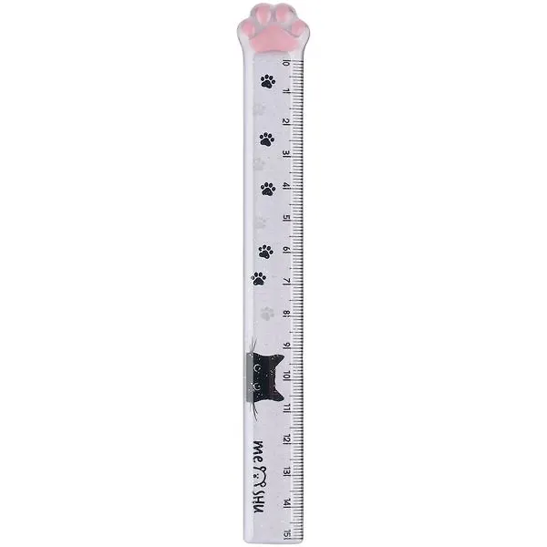 Линейка 15см "Paw" пластик, тонир., с блёстками, европодвес, ассорти, MESHU 3112536 — 2
