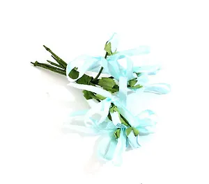 Букетик из подснежников с бантиками и листиками, цвет 10, голубой (14-00530-B17)