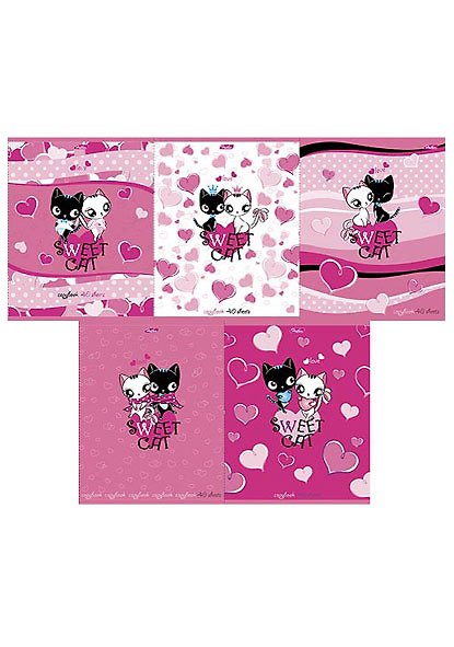 Тетрадь 40л кл. "PINK (SWEET CAT)" блестки, ассорти, Hatber 218728 — 1