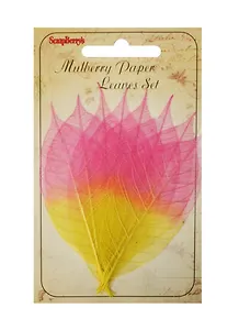 ХОББИ И ТЫ ScrapBerrys Скелетированные листочки из бананового дерева, набор 8 шт, желто-красные