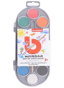 Краски акварельные 12цв "Bruynzeel", кисть