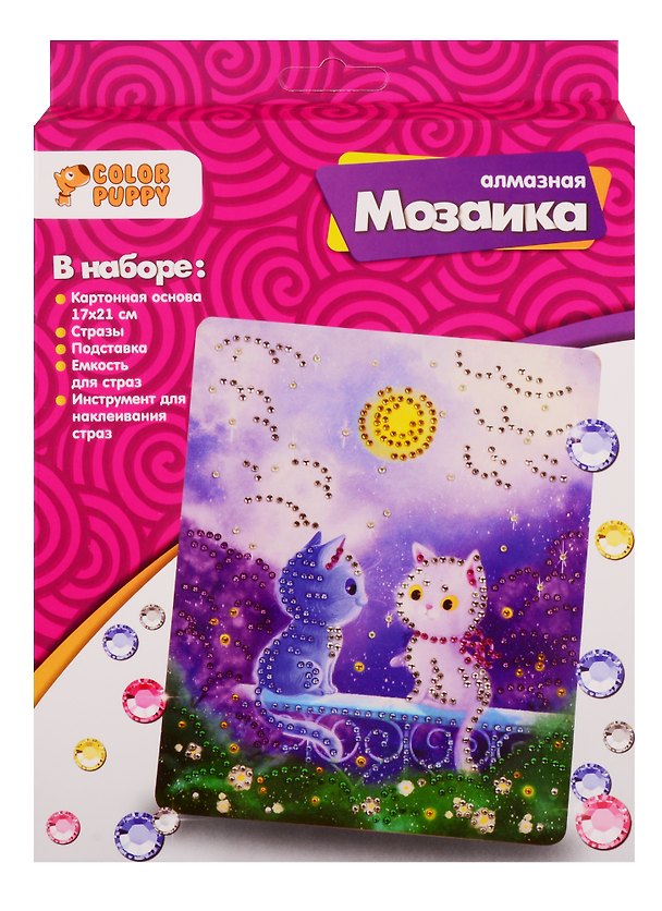 Набор для творчества Color Puppy Алмазная мозаика Котята в лунном свете 17*21см 2788222 — 1