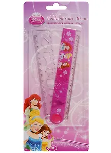 Линейка 30см "Princess", раскладная с трафаретом