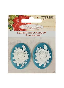 Камеи Роза (ARS0209) (7713258) (2шт) (бело-зеленый) (30х40х5,5мм) (упаковка)