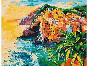 Картина по номерам на подрамнике "Яркий Риомаджоре" (17х22)