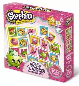 Настольная игра, Оригами, Shopkins 2в1 Лото, Домино 02811 — 405114 — 1