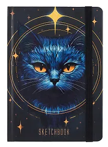 Скетчбук А5 80л "КОСМИЧЕСКИЙ КОТ" 120г/м2, тв.обложка