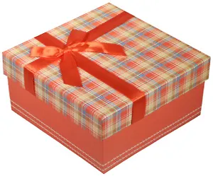 Коробка подарочная "Клетка красная", 15*15*7,5см