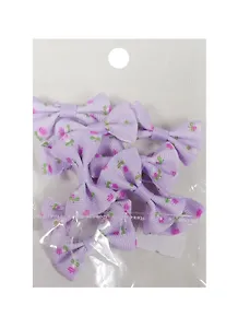 Бантики пришивные с рисунком в цветочек (10шт), светло сиреневый (11-01055-9)