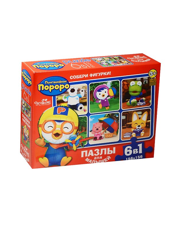 Пазлы разв. 6в1 02183 Любимые игрушки (156х156) (6 фигур. картинок) (Пингвиненок Пороро) (3+) 2539274 — 1