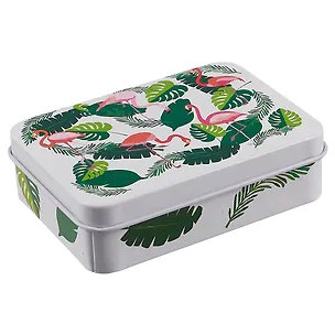 Шкатулка Фламинго и листья (9х7х3) (металл) 2626076