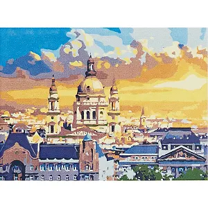 Холст с красками по номерам "Здание оперы на закате", 22 х 30 см, 14цв