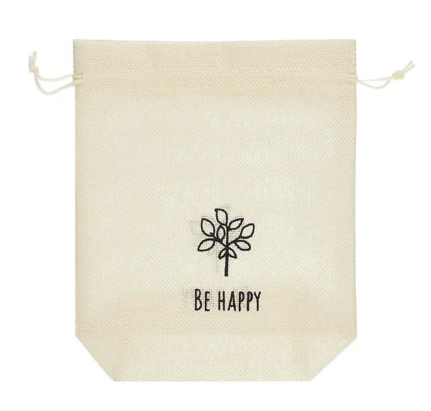 Мешок холщовый «Be happy», бежевый, 20*25*6см, шнурок 3004634 — 3