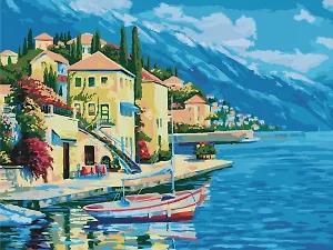 Картина по номерам 30х40 см. 30 цветов. На подрамнике. "Тихий причал"