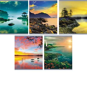 Тетрадь 48л лин. "Живописный пейзаж" офсет, мел.картон, ассорти, Unnika