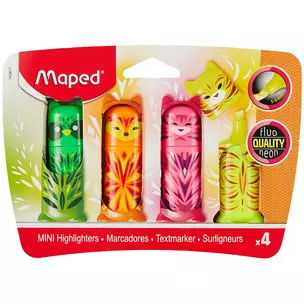 Текстовыделители Maped, Fluo Peps Mini Friends, 4 цвета — 258561 — 1