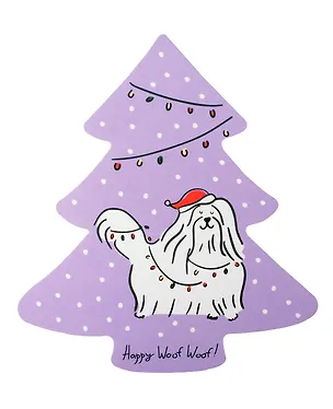 Открытка одинарная 13,6*12см Ёлочка. Болонка 3071571