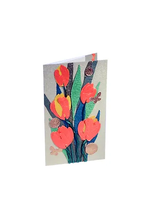 Открытки ручной работы "Нежные тюльпаны" 19,5*14  см из бумаг ручного отлива 00008245 2392968